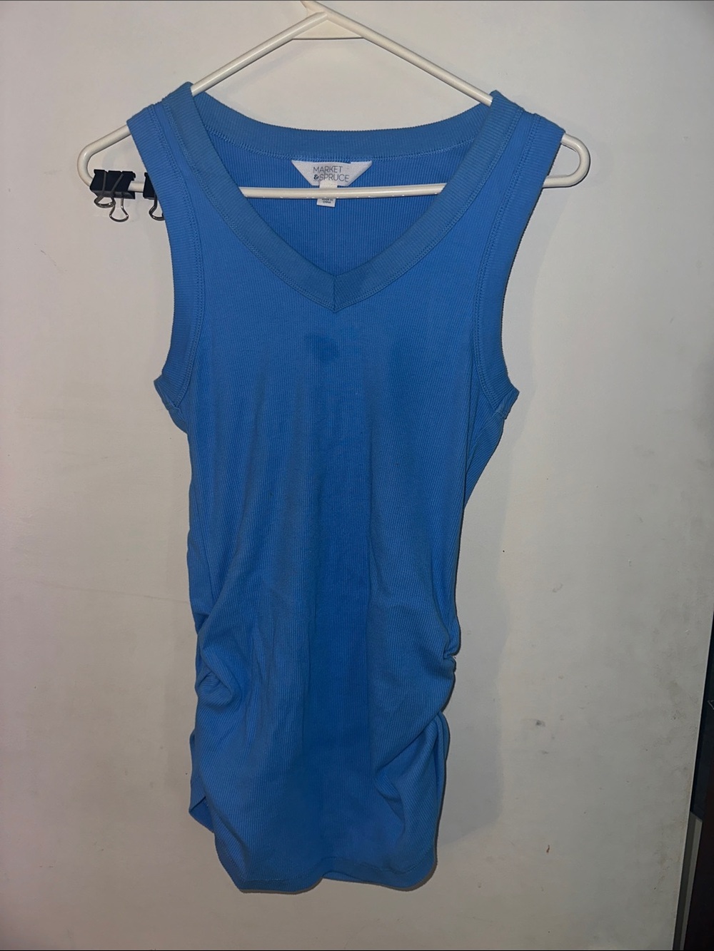 Market & Spruce Vibrant Blue V-Neck Ribbed Tank
